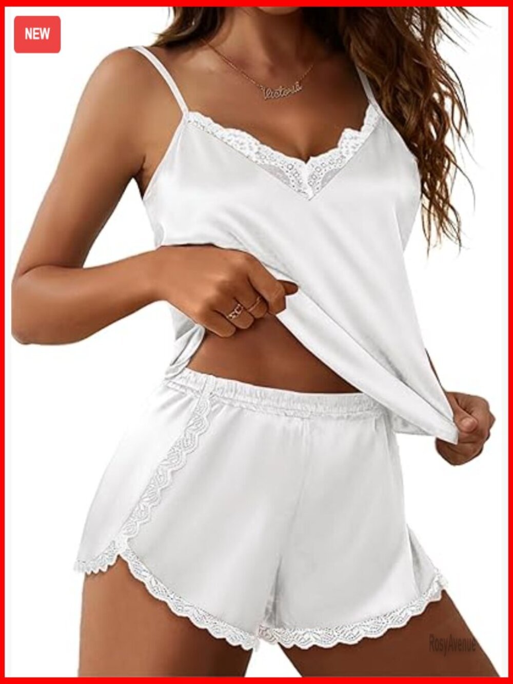 Silky Satin Camisole & Shorts PJ Set - Lace Sleepwear